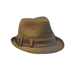 Brown Fedora Hat With Buckle Hat Band